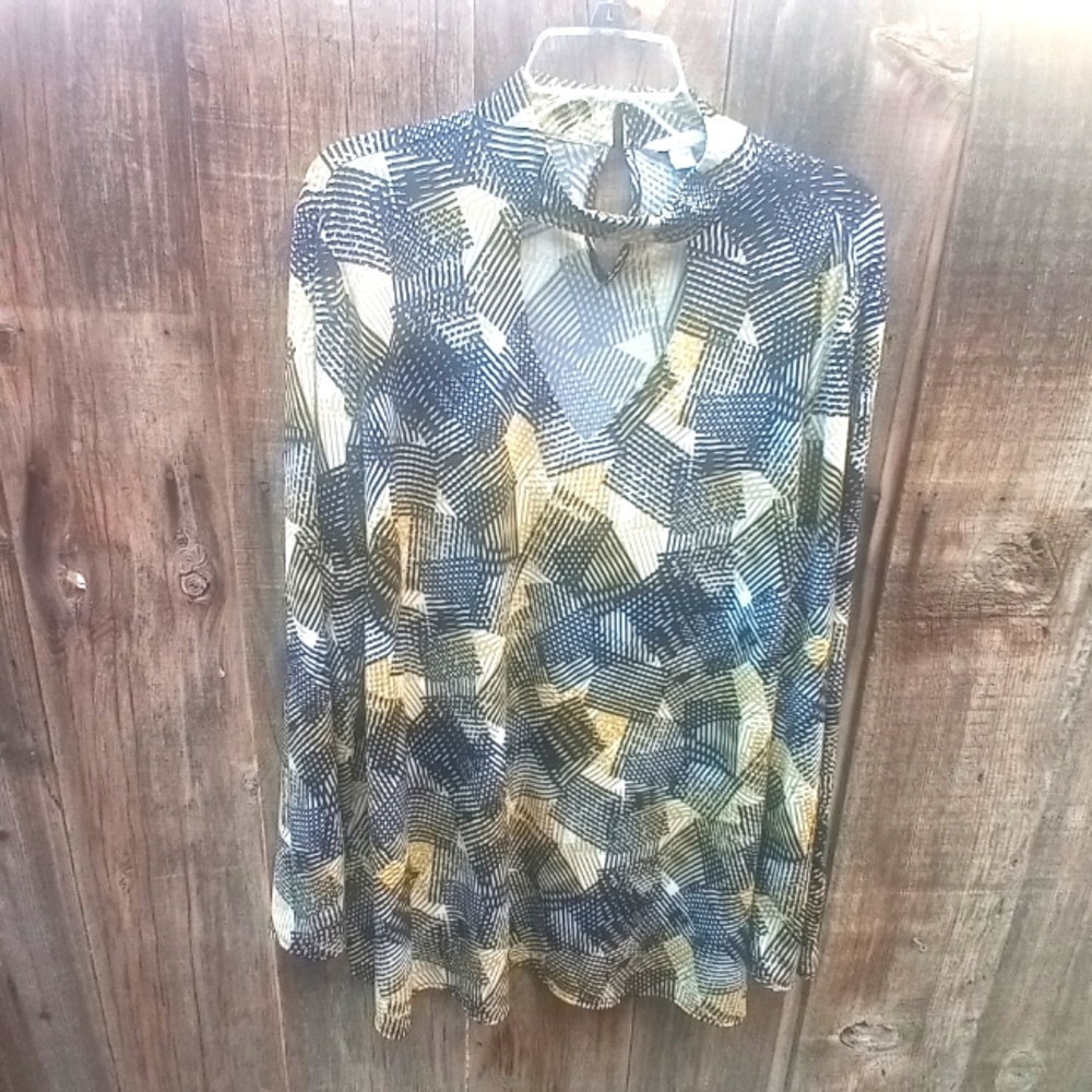 CATO Est. 1946 Long Sleeve Geometric Print Plus Size 22/24W